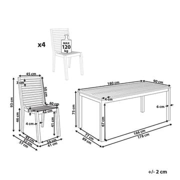 Trädgårdsmatgrupp 4-sits Ombriano - Utemöbler & utemiljö - Utegrupp - Matgrupp utomhus