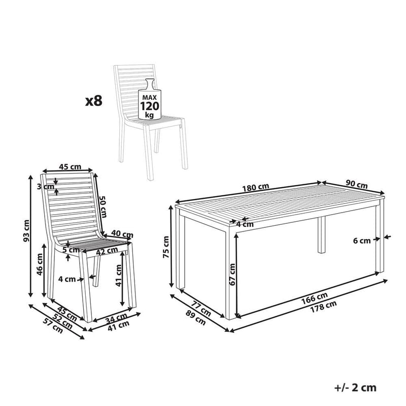 Trädgårdsmatgrupp 8-sits Ombriano - Utemöbler & utemiljö - Utegrupp - Matgrupp utomhus