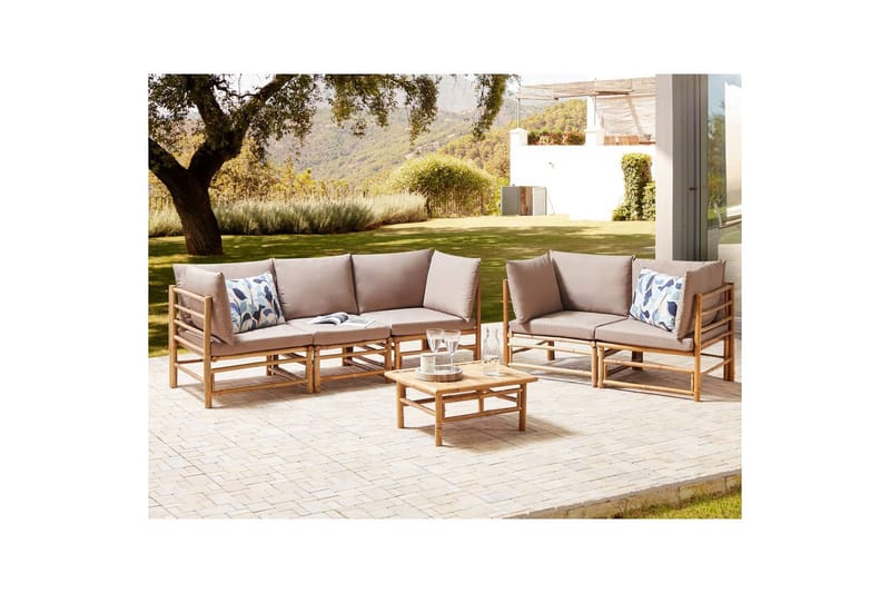 Trädgårdssoffgrupp Cerreto Beige/ljust trä - Beige/ljust trä - Utemöbler & utemiljö - Utegrupp - Soffgrupp utomhus