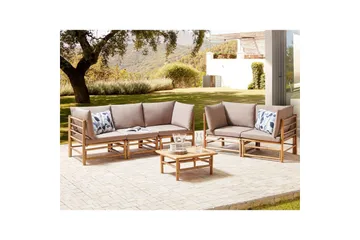 Trädgårdssoffgrupp Cerreto Beige/ljust trä - Beige/ljust trä - Utemöbler & utemiljö - Utegrupp - Soffgrupp utomhus