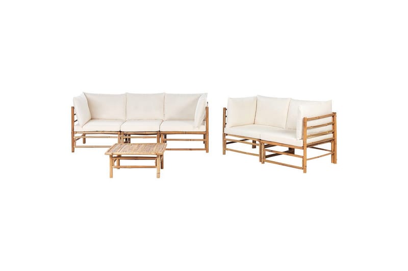 Trädgårdssoffgrupp Cerreto Vit/ljust trä, Vit/ljust trä