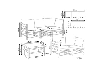 Trädgårdssoffgrupp Cerreto Vit/ljust trä - Vit/ljust trä - Utemöbler & utemiljö - Utegrupp - Soffgrupp utomhus