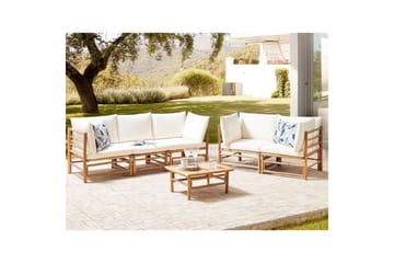 Trädgårdssoffgrupp Cerreto Vit/ljust trä - Vit/ljust trä - Utemöbler & utemiljö - Utegrupp - Soffgrupp utomhus