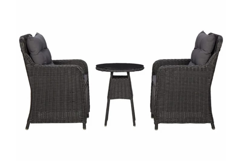 Trädgårdsstolar 2 st med bord konstrotting svart - Cafegrupp & cafeset