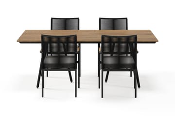 Trio Matbord 200 cm med 4 Sonia Matstolar - Svart/Natur - Utemöbler & utemiljö - Utegrupp - Matgrupp utomhus