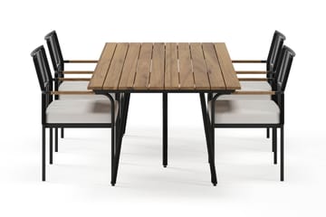 Trio Matbord 200 cm med 4 Sonia Matstolar - Svart/Natur - Utemöbler & utemiljö - Utegrupp - Matgrupp utomhus