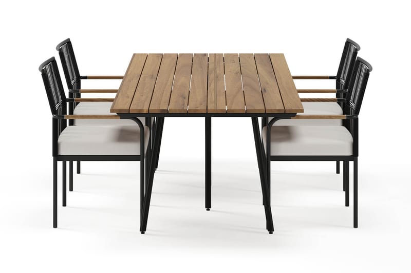 Trio Matbord 200 cm med 4 Sonia Matstolar - Svart/Natur - Utemöbler & utemiljö - Utegrupp - Matgrupp utomhus