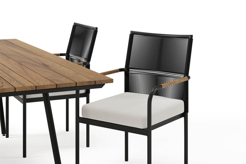 Trio Matbord 200 cm med 4 Sonia Matstolar - Svart/Natur - Utemöbler & utemiljö - Utegrupp - Matgrupp utomhus