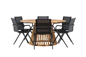Tucumán Matgrupp Utomhus 120 cm Rund med 6 Alina Utestolar - Natur - Utemöbler & utemiljö - Utegrupp - Matgrupp utomhus