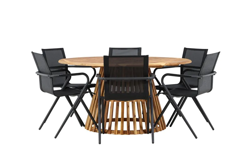 Tucumán Matgrupp Utomhus 120 cm Rund med 6 Alina Utestolar - Natur - Utemöbler & utemiljö - Utegrupp - Matgrupp utomhus