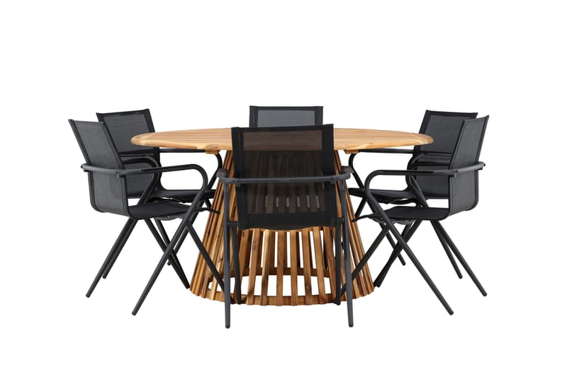 Tucumán Matgrupp Utomhus 120 cm Rund med 6 Alina Utestolar - Natur - Utemöbler & utemiljö - Utegrupp - Matgrupp utomhus