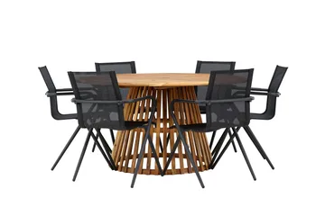 Tucumán Matgrupp Utomhus 120 cm Rund med 6 Alina Utestolar - Natur - Utemöbler & utemiljö - Utegrupp - Matgrupp utomhus