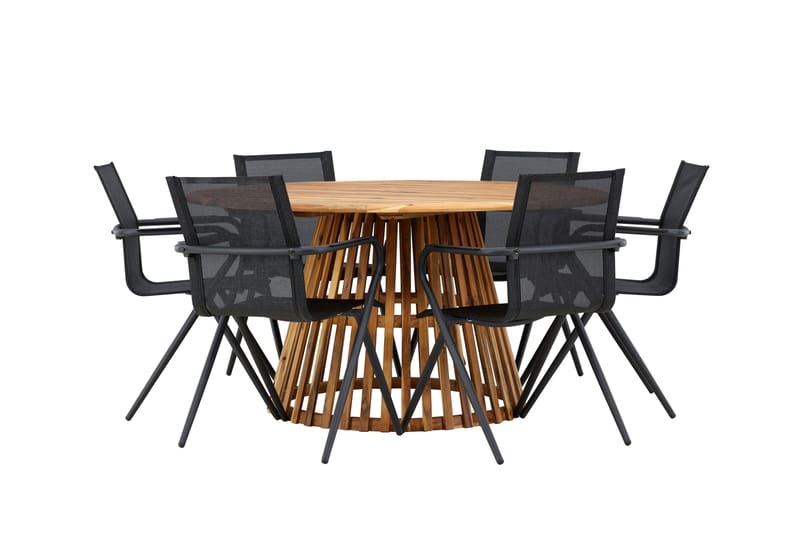 Tucumán Matgrupp Utomhus 120 cm Rund med 6 Alina Utestolar - Natur - Utemöbler & utemiljö - Utegrupp - Matgrupp utomhus