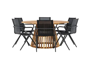 Tucumán Matgrupp Utomhus 120 cm Rund med 6 Alina Utestolar - Natur - Utemöbler & utemiljö - Utegrupp - Matgrupp utomhus