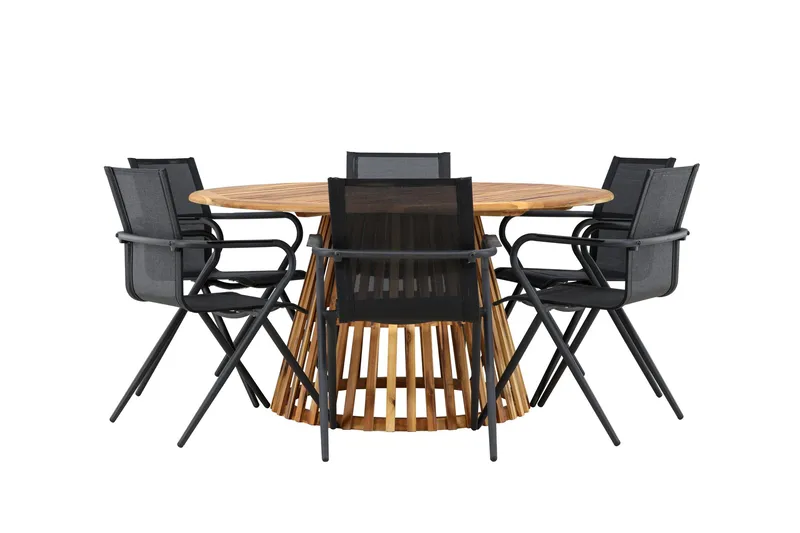 Tucumán Matgrupp Utomhus 120 cm Rund med 6 Alina Utestolar - Natur - Utemöbler & utemiljö - Utegrupp - Matgrupp utomhus
