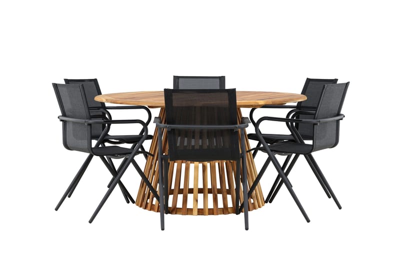 Tucumán Matgrupp Utomhus 120 cm Rund med 6 Alina Utestolar - Natur - Utemöbler & utemiljö - Utegrupp - Matgrupp utomhus