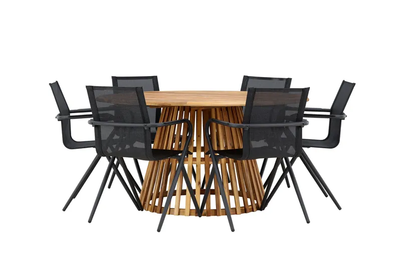 Tucumán Matgrupp Utomhus 120 cm Rund med 6 Alina Utestolar - Natur - Utemöbler & utemiljö - Utegrupp - Matgrupp utomhus