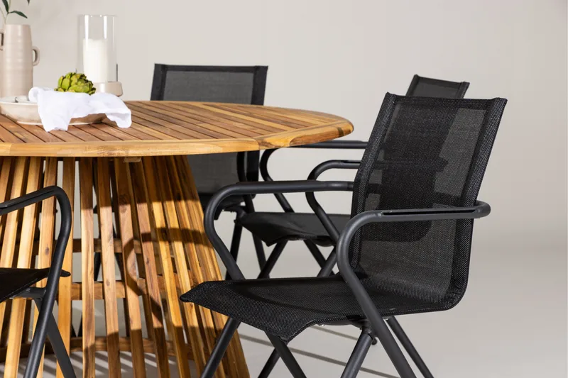 Tucumán Matgrupp Utomhus 120 cm Rund med 6 Alina Utestolar - Natur - Utemöbler & utemiljö - Utegrupp - Matgrupp utomhus