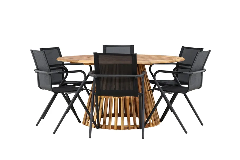 Tucumán Matgrupp Utomhus 120 cm Rund med 6 Alina Utestolar - Natur - Utemöbler & utemiljö - Utegrupp - Matgrupp utomhus