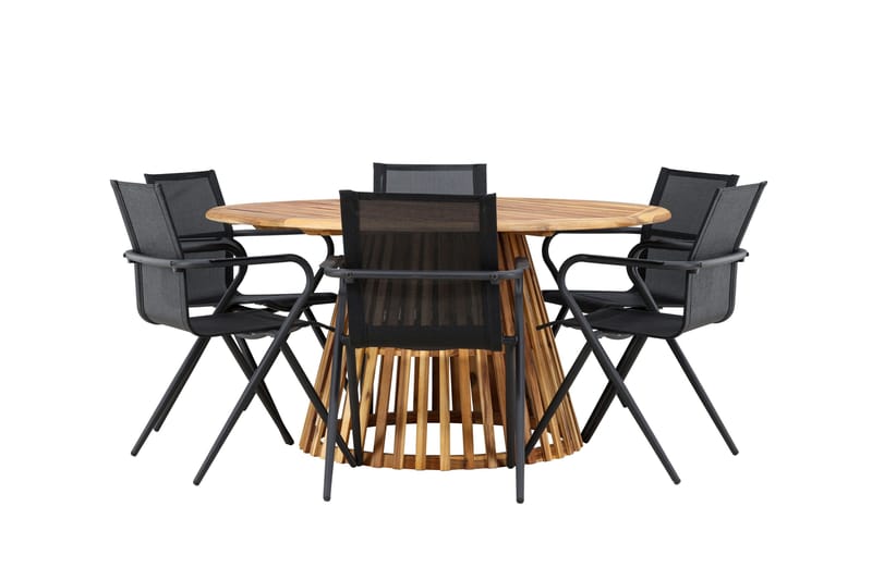 Tucumán Matgrupp Utomhus 120 cm Rund med 6 Alina Utestolar - Natur - Utemöbler & utemiljö - Utegrupp - Matgrupp utomhus