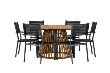 Tucumán Matgrupp Utomhus 120 cm Rund med 6 Copacabana Utestolar - Natur - Utemöbler & utemiljö - Utegrupp - Matgrupp utomhus