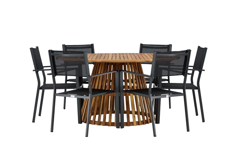 Tucumán Matgrupp Utomhus 120 cm Rund med 6 Copacabana Utestolar - Natur - Utemöbler & utemiljö - Utegrupp - Matgrupp utomhus