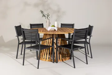 Tucumán Matgrupp Utomhus 120 cm Rund med 6 Copacabana Utestolar - Natur - Utemöbler & utemiljö - Utegrupp - Matgrupp utomhus