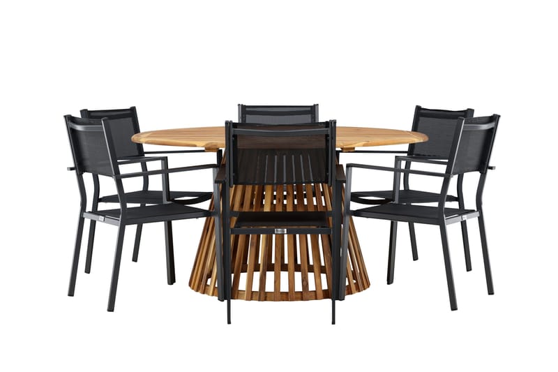 Tucumán Matgrupp Utomhus 120 cm Rund med 6 Copacabana Utestolar - Natur - Utemöbler & utemiljö - Utegrupp - Matgrupp utomhus