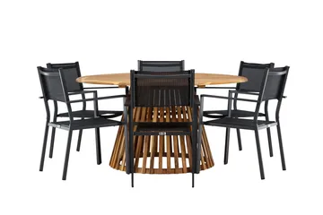 Tucumán Matgrupp Utomhus 120 cm Rund med 6 Copacabana Utestolar - Natur - Utemöbler & utemiljö - Utegrupp - Matgrupp utomhus