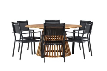 Tucumán Matgrupp Utomhus 120 cm Rund med 6 Copacabana Utestolar - Natur - Utemöbler & utemiljö - Utegrupp - Matgrupp utomhus