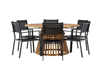Tucumán Matgrupp Utomhus 120 cm Rund med 6 Copacabana Utestolar - Natur - Utemöbler & utemiljö - Utegrupp - Matgrupp utomhus