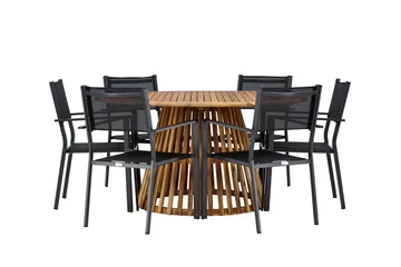 Tucumán Matgrupp Utomhus 120 cm Rund med 6 Copacabana Utestolar - Natur - Utemöbler & utemiljö - Utegrupp - Matgrupp utomhus