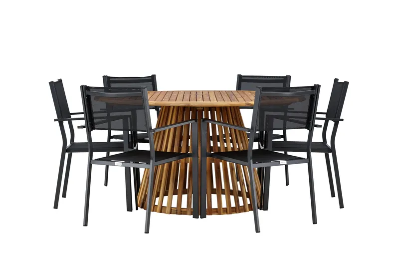 Tucumán Matgrupp Utomhus 120 cm Rund med 6 Copacabana Utestolar, Natur