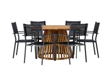 Tucumán Matgrupp Utomhus 120 cm Rund med 6 Copacabana Utestolar - Natur - Utemöbler & utemiljö - Utegrupp - Matgrupp utomhus