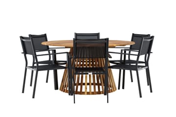 Tucumán Matgrupp Utomhus 120 cm Rund med 6 Copacabana Utestolar - Natur - Utemöbler & utemiljö - Utegrupp - Matgrupp utomhus