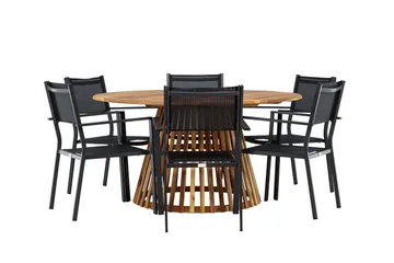 Tucumán Matgrupp Utomhus 120 cm Rund med 6 Copacabana Utestolar - Natur - Utemöbler & utemiljö - Utegrupp - Matgrupp utomhus
