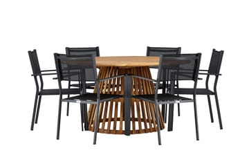Tucumán Matgrupp Utomhus 120 cm Rund med 6 Copacabana Utestolar - Natur - Utemöbler & utemiljö - Utegrupp - Matgrupp utomhus