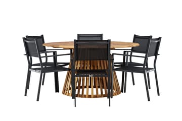 Tucumán Matgrupp Utomhus 120 cm Rund med 6 Copacabana Utestolar - Natur - Utemöbler & utemiljö - Utegrupp - Matgrupp utomhus