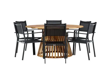 Tucumán Matgrupp Utomhus 120 cm Rund med 6 Copacabana Utestolar - Natur - Utemöbler & utemiljö - Utegrupp - Matgrupp utomhus