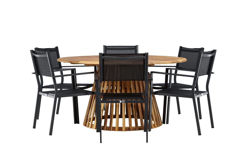 Tucumán Matgrupp Utomhus 120 cm Rund med 6 Copacabana Utestolar - Natur - Utemöbler & utemiljö - Utegrupp - Matgrupp utomhus