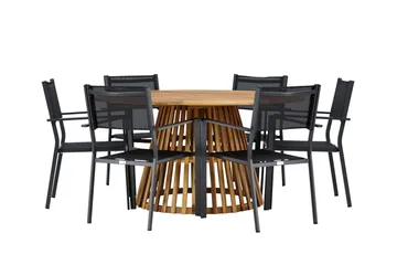 Tucumán Matgrupp Utomhus 120 cm Rund med 6 Copacabana Utestolar - Natur - Utemöbler & utemiljö - Utegrupp - Matgrupp utomhus