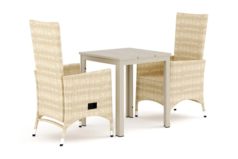 Tunis utomhus caféset 70x70 cm med 2 Jenny matstolar - Beige/Beige - Utemöbler & utemiljö - Utegrupp - Matgrupp utomhus