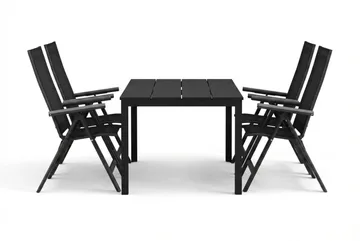 Tunis utomhus matgrupp 140x90 cm med 4 Monaco Light positionsstolar - Svart/Svart - Utemöbler & utemiljö - Utegrupp - Matgrupp utomhus