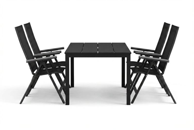 Tunis utomhus matgrupp 140x90 cm med 4 Monaco Light positionsstolar - Svart/Svart - Utemöbler & utemiljö - Utegrupp - Matgrupp utomhus