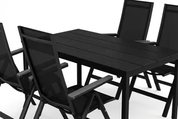 Tunis utomhus matgrupp 140x90 cm med 4 Monaco Light positionsstolar - Svart/Svart - Utemöbler & utemiljö - Utegrupp - Matgrupp utomhus