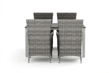 Tunis utomhus matgrupp 140x90 cm med 4 Thor utefåtöljer - Vit/Grå - Utemöbler & utemiljö - Utegrupp - Matgrupp utomhus