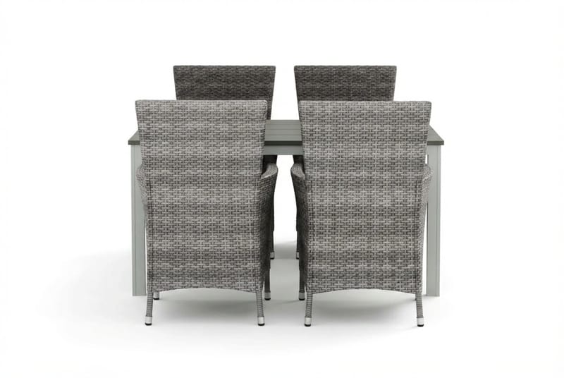 Tunis utomhus matgrupp 140x90 cm med 4 Thor utefåtöljer - Vit/Grå - Utemöbler & utemiljö - Utegrupp - Matgrupp utomhus