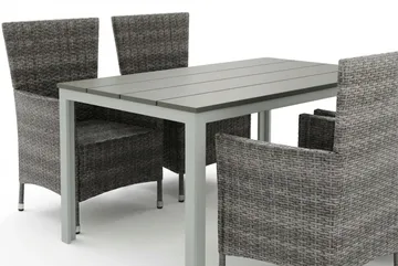 Tunis utomhus matgrupp 140x90 cm med 4 Thor utefåtöljer - Vit/Grå - Utemöbler & utemiljö - Utegrupp - Matgrupp utomhus