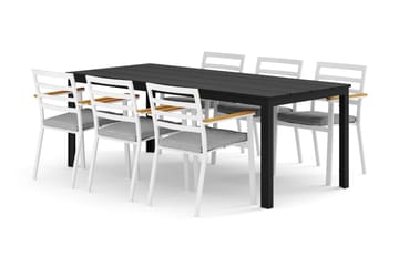 Tunis utomhus matgrupp 205x90 cm med 6 Oliver karmstolar med dyna - Svart/Svart - Utemöbler & utemiljö - Utegrupp - Matgrupp utomhus