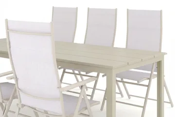 Tunis utomhus matgrupp 205x90 cm med 6 Sanna positionsstolar - Beige/Beige - Utemöbler & utemiljö - Utegrupp - Matgrupp utomhus